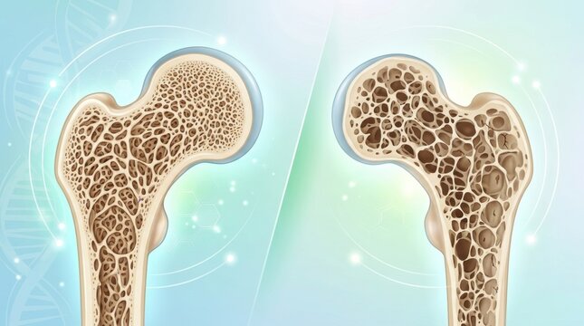 Comparison of healthy and osteoporotic bone structure in a femur cross-section