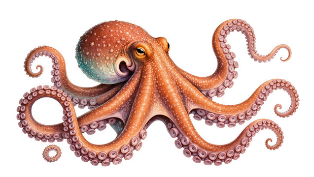 Orange octopus with textured skin and suckers on tentacles