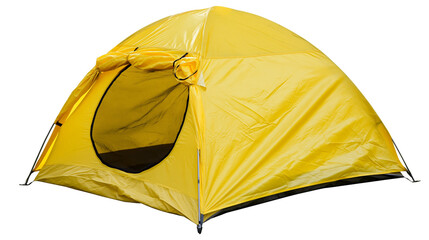 Yellow dome tent with mesh entrance and poles © Fried