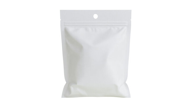 White resealable pouch with hang hole and zipper closure