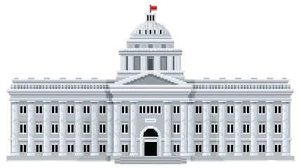 Pixel art capitol building with dome and flag © Fried