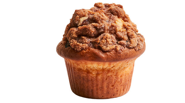 Cinnamon streusel muffin with crumb topping and golden brown cake