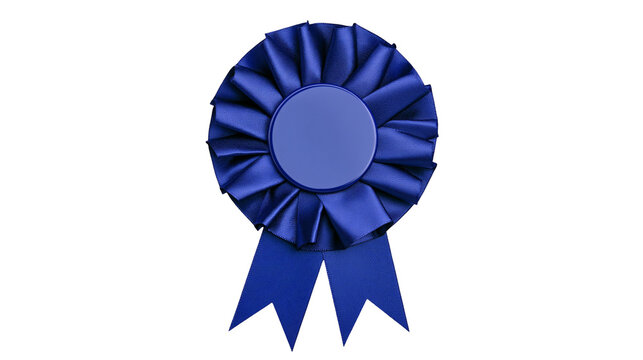 Blue rosette ribbon award with blank center circle