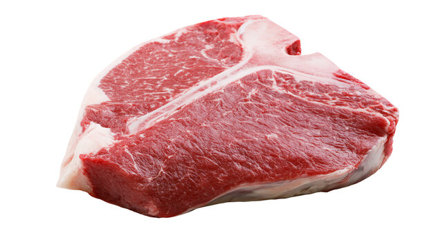 Raw T-bone steak with marbled fat and bone
