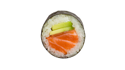Salmon and cucumber sushi roll with nori and rice © Corman