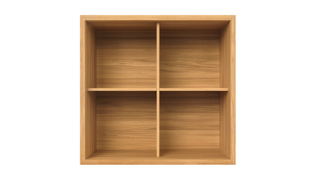 Wooden cube shelf with four compartments