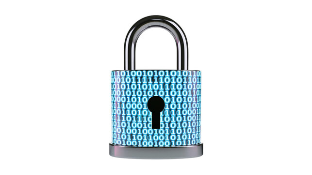 Padlock with binary code pattern