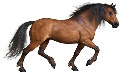 Brown horse with black mane and tail running © Femke