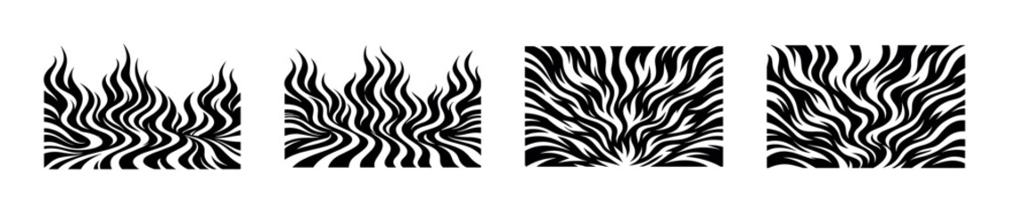 Fototapeta premium Abstract black and white wavy stripes pattern with a fiery aesthetic