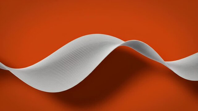 A dynamic white ribbon flows across a vibrant orange background.