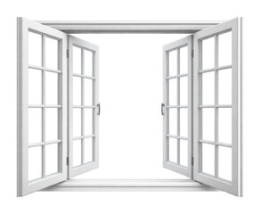 Obraz premium PNG Open white framed window