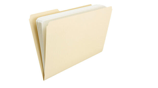 Manila file folders with white paper sheets inside