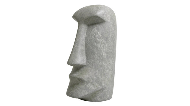 Stone Moai statue head with textured surface
