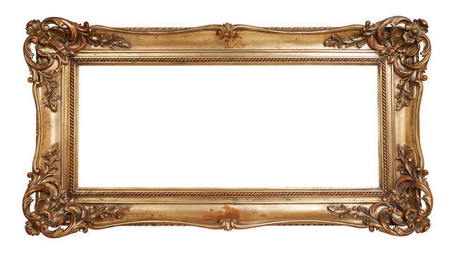 Ornate gold picture frame with rococo carvings and rope detail