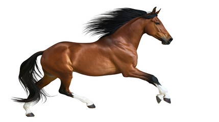 Brown horse with black mane and tail galloping © Vetle