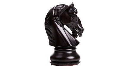 Dark polished wooden chess knight piece © Vetle