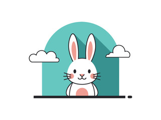 Fototapeta premium Cute Black Rabbit Flat Vector Illustration