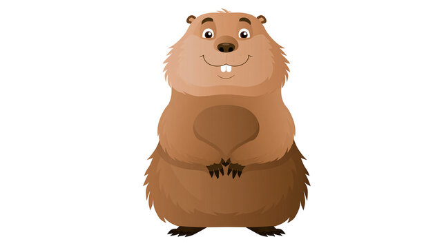 Cartoon groundhog with buck teeth and smiling face