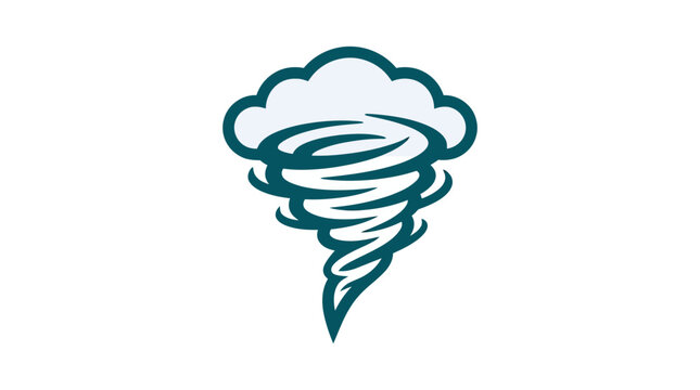 Minimalist tornado whirlwind icon with a cloud symbol.