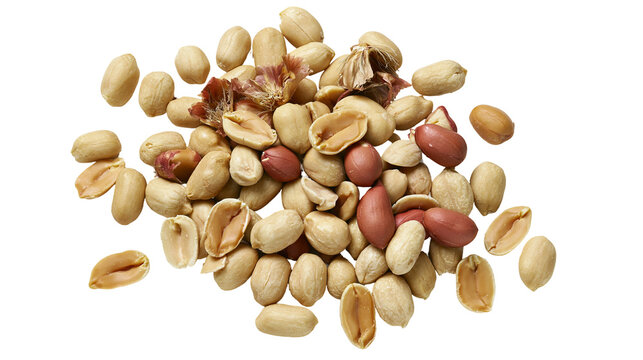 Pile of Shelled Peanuts and Some with Red Skin