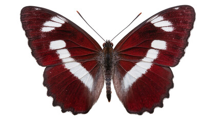Dark red butterfly with white markings, isolated on transparent background © Viktor