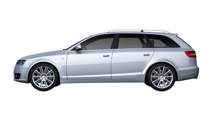 Silver station wagon car with roof rails and alloy wheels © Femke