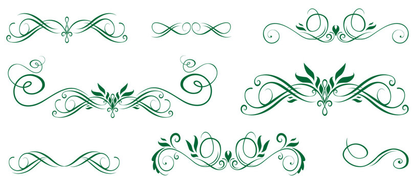 Ornate set of vintage floral elements featuring vector ornaments, swirls, and Victorian scrolls for elegant tattoo art illustration and decorative border frame design
