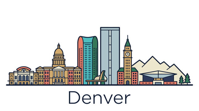 Denver skyline cityscape minimalist vector illustration