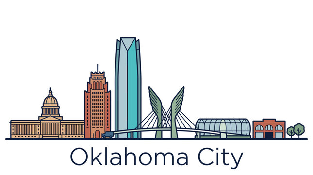 Oklahoma City skyline landmark silhouette vector illustration