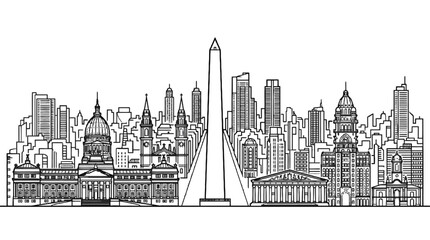 Naklejka premium Classical city skyline with government buildings outline