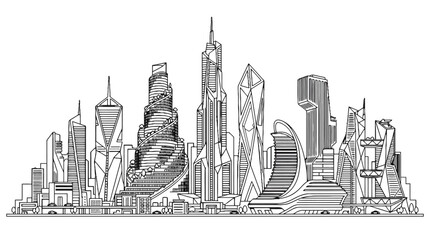Fototapeta premium London United Kingdom skyline Gherkin neon line art