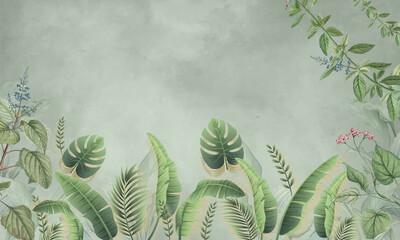 Tropical Botanical Serenity wall mural © SWAPNA
