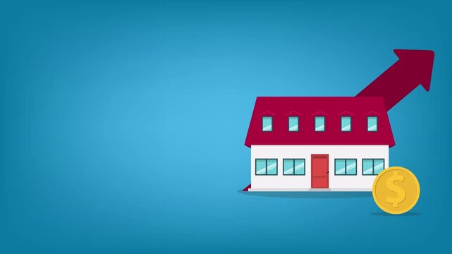 Real Estate Investment Growth Animation with Rising Property Value and Financial Return