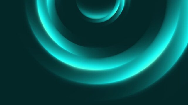 Striking cyan abstract motion background with neon gradient circular waves. High quality turquoise wallpaper for futuristic technological presentations, digital displays and loop animation.