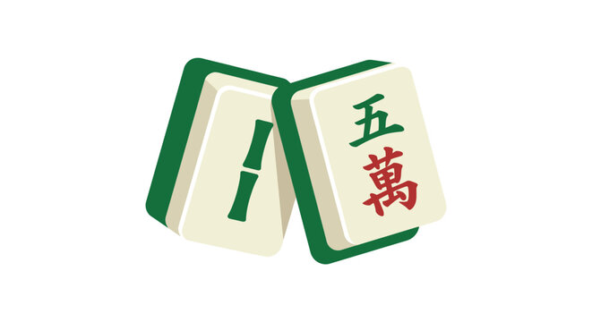 Green Mahjong Tiles with Chinese Characters.