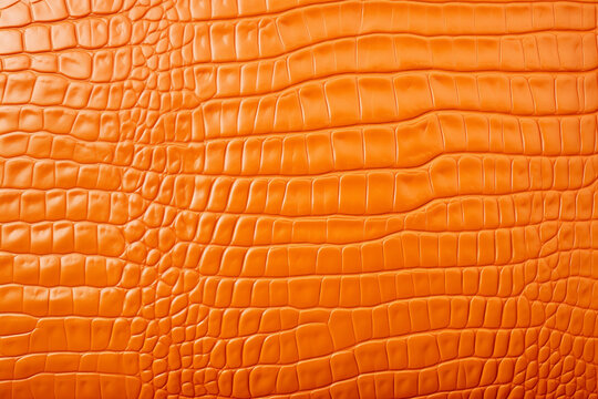 texture of orange crocodile leather background