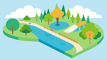 Obraz premium Modern Eco Park Vector Illustration