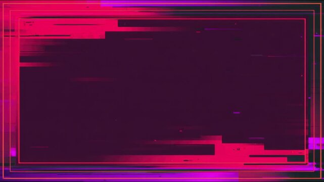 Neon glitch decorative border frame for copy space text overlay seamless loop hand drawn digital animation