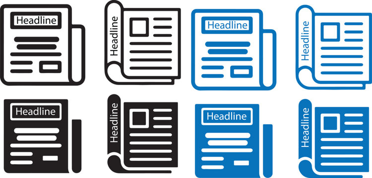 Newspaper Magazine Headline Icon.  newspaper magazine headline single isolated icon with outline line style vector EPS 10
