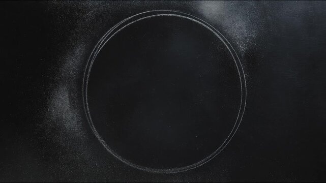 Chalk circle decorative border copy space text overlay hand drawn digital seamless loop animation for chalkboard title placement