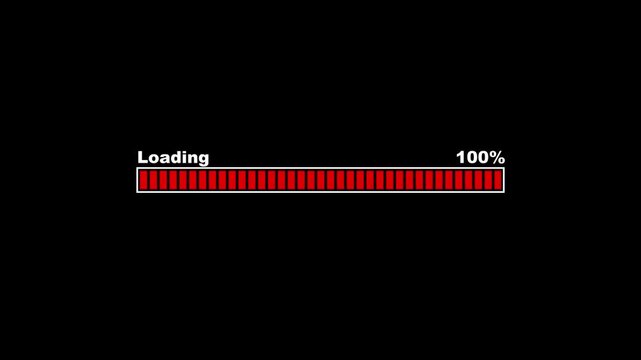 Red digital loading progress bar on black background high quality 4K stock video