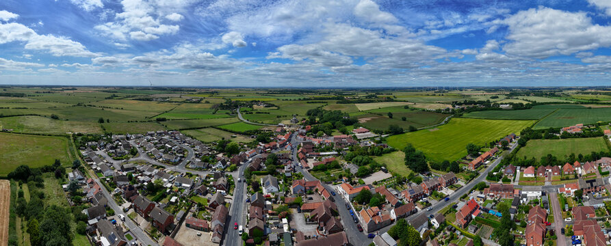 aerial pano skipsea east yorkshire. skipsea is a village and civil parish on the north sea coast of the east riding of yorkshire, england. 
