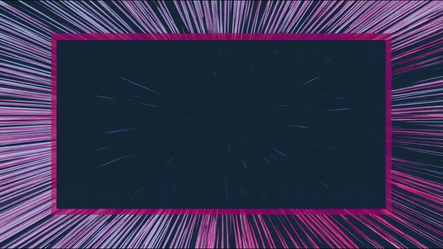 Radial pink and blue streaks decorative border frame for copy space navy center radiating motion seamless loop hand drawn digital 4k animation for text overlay