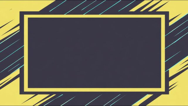 Yellow diagonal border frame geometric copy space text overlay hand drawn digital seamless loop animation for presentation template 4k