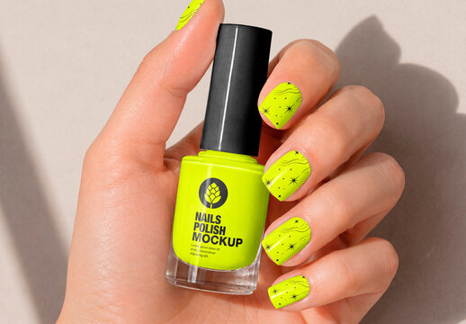 Nails and Polish Bottle Beauty Mockup