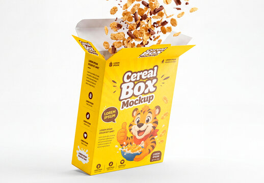 Cereal Box Explosion Mockup