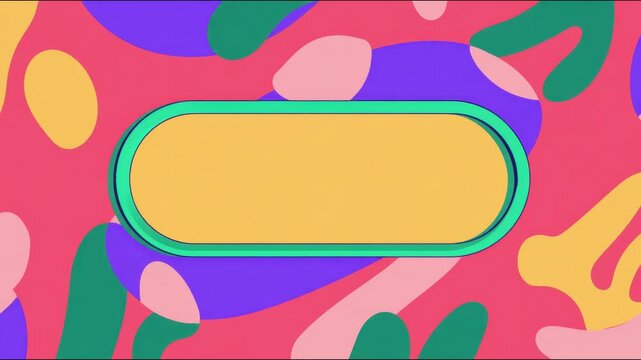 Rounded label decorative frame border copy space center animated against abstract colorful shapes full screen background seamless loop hand drawn digital animation