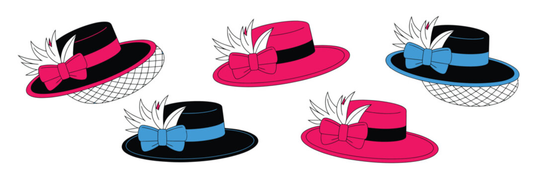 Fascinator Icon Featuring Smooth Line Art, Stylish Hat Accessory, Elegant Fashion Symbol, and Vector Illustration.