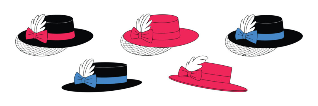 Fascinator Icon in Modern Line Art Style for Elegant Headwear, Fashion Accessory, Minimal Design, and Editable Vector Illustration.