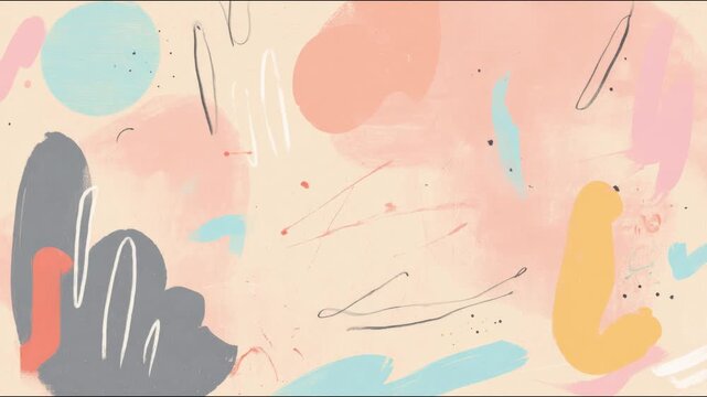 Abstract pastel shapes flowing full screen background seamless loop hand drawn digital animation for backdrop texture wallpaper